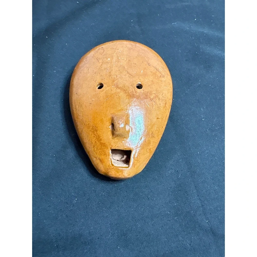 Hand Painted Clay Ocarina Whistle Wind Instrument Folk‎ Art Geometric Design